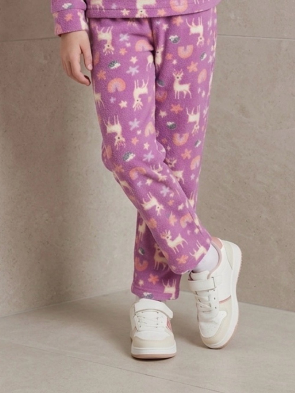 Kids' Purple Reindeer Print Pajama Bottoms